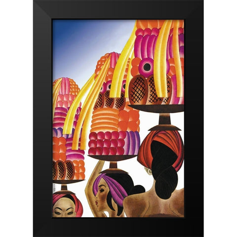 The Balinese Go Templewards, 1931 Black Modern Wood Framed Art Print by McIntosh, Frank