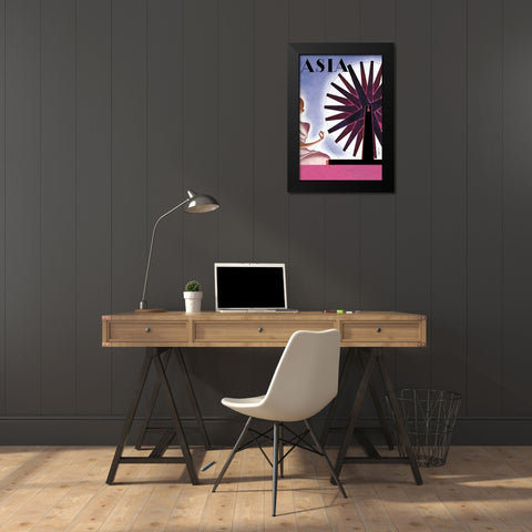 Indias Symbolic Wheel with Title, 1932 Black Modern Wood Framed Art Print by McIntosh, Frank