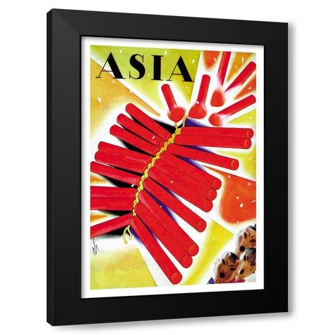 Chinese Fire Crackers with Title, 1932 Black Modern Wood Framed Art Print by McIntosh, Frank
