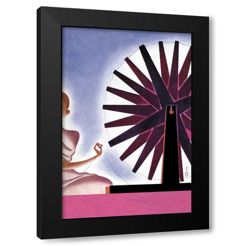 Indias Symbolic Wheel, 1932 Black Modern Wood Framed Art Print by McIntosh, Frank
