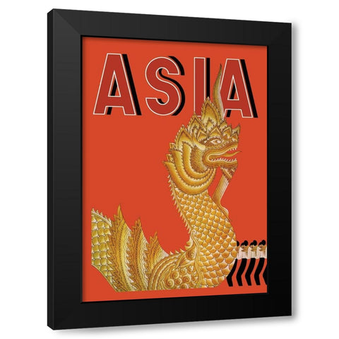 Dragon Temple of Siam with Title, 1934 Black Modern Wood Framed Art Print with Double Matting by McIntosh, Frank