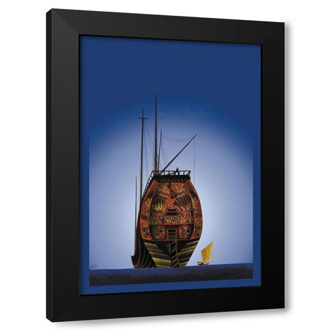 Chinese Junks, 1934 Black Modern Wood Framed Art Print by McIntosh, Frank