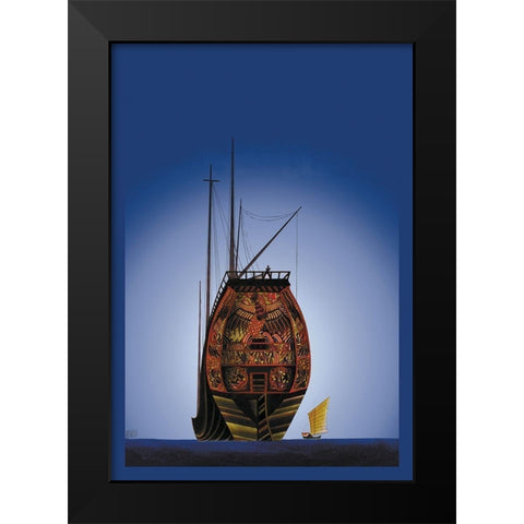 Chinese Junks, 1934 Black Modern Wood Framed Art Print by McIntosh, Frank