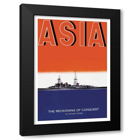 Defender of the Seas with Title, 1935 Black Modern Wood Framed Art Print with Double Matting by McIntosh, Frank