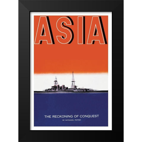 Defender of the Seas with Title, 1935 Black Modern Wood Framed Art Print by McIntosh, Frank