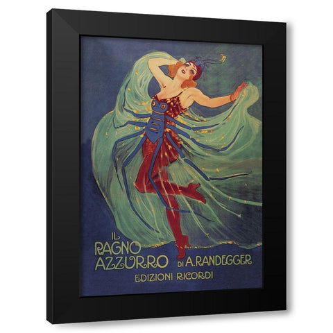 Il Ragno Azzurro (The Blue Spider), 1912 Black Modern Wood Framed Art Print with Double Matting by Metlicovitz, Leopoldo
