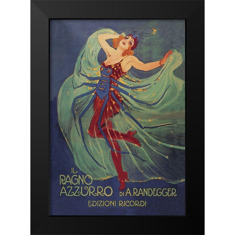 Il Ragno Azzurro (The Blue Spider), 1912 Black Modern Wood Framed Art Print by Metlicovitz, Leopoldo