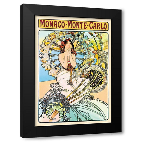 Monaco - Monte Carlo Black Modern Wood Framed Art Print with Double Matting by Mucha, Alphonse