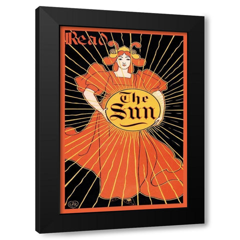 Read the Sun, 1895 Black Modern Wood Framed Art Print with Double Matting by Rhead, Louis