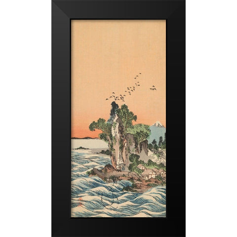 View of Shichirigahama, 1880 Black Modern Wood Framed Art Print by Tani, Buncho