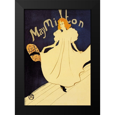 May Milton on Stage Black Modern Wood Framed Art Print by Toulouse-Lautrec, Henri