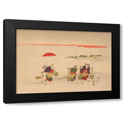 Carrying Water, 1850 Black Modern Wood Framed Art Print with Double Matting by Unknown
