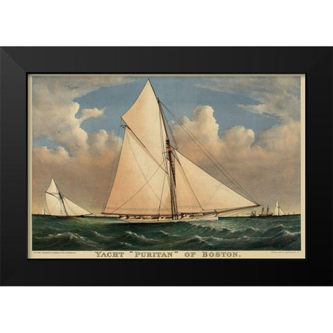 Yacht Puritan of Boston, 1885 Black Modern Wood Framed Art Print by Unknown