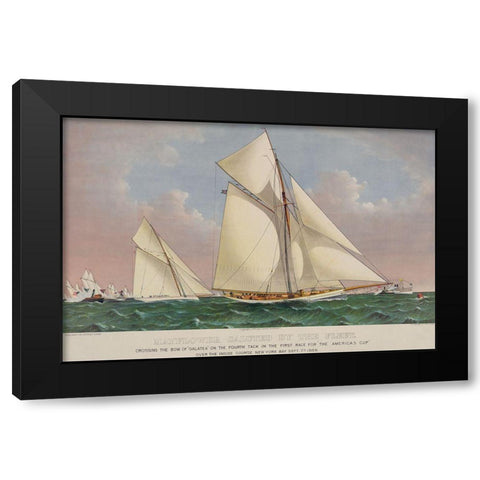 Americas Cup Yacht Race 1886, 1886 Black Modern Wood Framed Art Print with Double Matting by Unknown