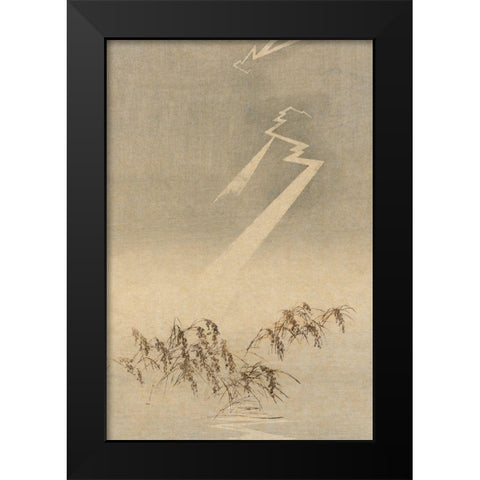 Thunder and lightning over rice grain, 1900 Black Modern Wood Framed Art Print by Unknown