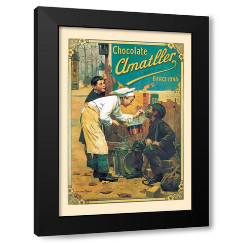Chocolate Amatller, 1913 Black Modern Wood Framed Art Print with Double Matting by Unknown