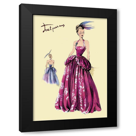 Magenta Evening Gown, 1947 Black Modern Wood Framed Art Print with Double Matting by Unknown