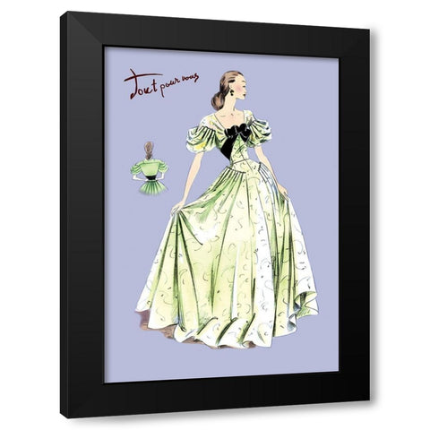 Pleated Lime Gown, 1947 Black Modern Wood Framed Art Print with Double Matting by Unknown