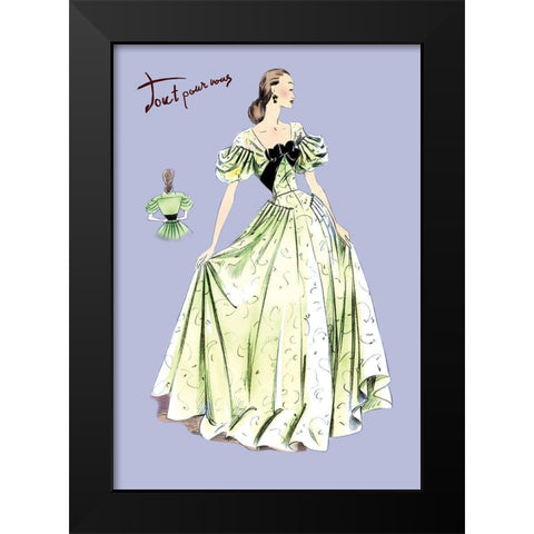 Pleated Lime Gown, 1947 Black Modern Wood Framed Art Print by Unknown