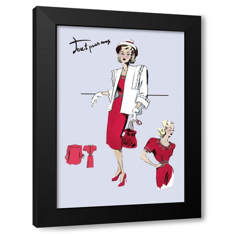 Casualwear with Hat and Jacket, 1947 Black Modern Wood Framed Art Print with Double Matting by Unknown
