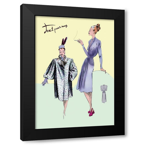 Dinner Dress and Overcoat, 1947 Black Modern Wood Framed Art Print with Double Matting by Unknown
