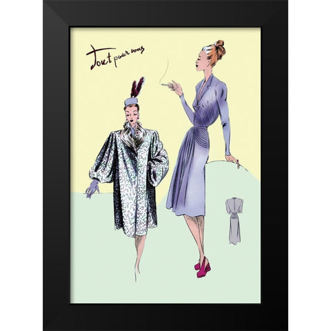 Dinner Dress and Overcoat, 1947 Black Modern Wood Framed Art Print by Unknown