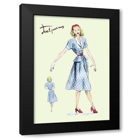 Daytime Dress in Plaid, 1947 Black Modern Wood Framed Art Print with Double Matting by Unknown