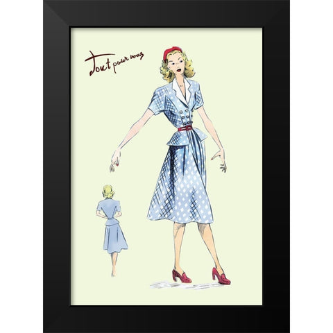 Daytime Dress in Plaid, 1947 Black Modern Wood Framed Art Print by Unknown
