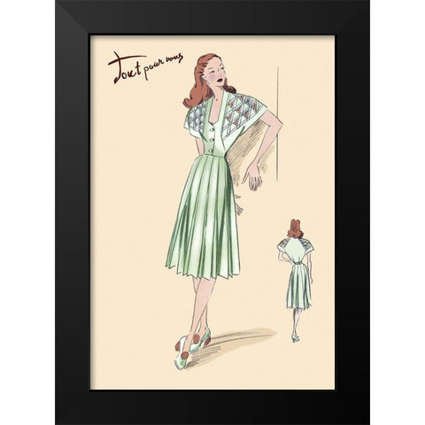 Pleated Summer Dress, 1947 Black Modern Wood Framed Art Print by Unknown