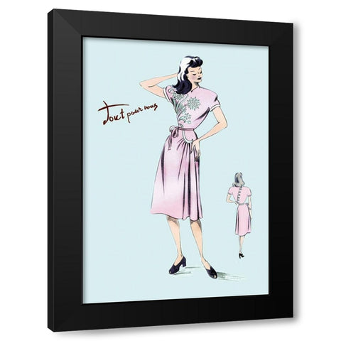 Summer Dress with Oriental Flair, 1947 Black Modern Wood Framed Art Print with Double Matting by Unknown