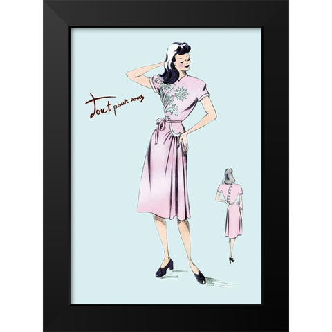 Summer Dress with Oriental Flair, 1947 Black Modern Wood Framed Art Print by Unknown