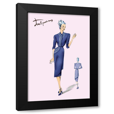 Stylish Blue for Evening, 1947 Black Modern Wood Framed Art Print with Double Matting by Unknown