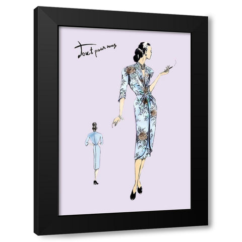 Flowered Dinner Dress, 1947 Black Modern Wood Framed Art Print with Double Matting by Unknown