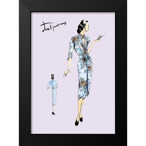 Flowered Dinner Dress, 1947 Black Modern Wood Framed Art Print by Unknown