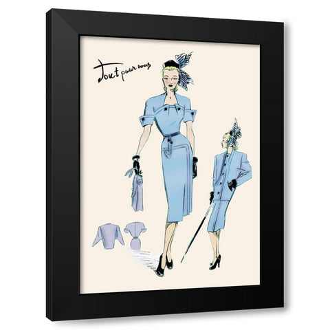 Light Blue Suit with Buttons, 1947 Black Modern Wood Framed Art Print with Double Matting by Unknown