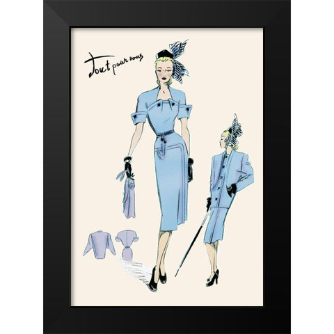 Light Blue Suit with Buttons, 1947 Black Modern Wood Framed Art Print by Unknown