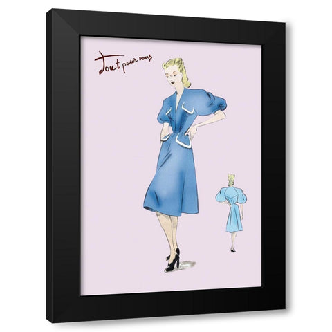 Casual Blue Dress, 1947 Black Modern Wood Framed Art Print with Double Matting by Unknown