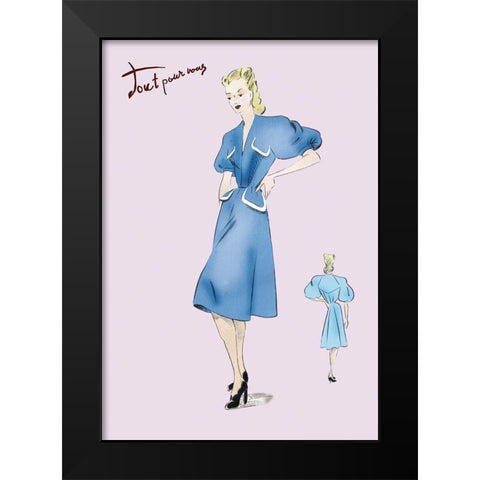 Casual Blue Dress, 1947 Black Modern Wood Framed Art Print by Unknown