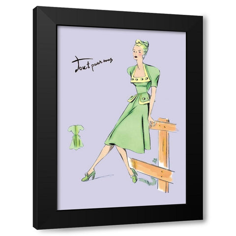 Pastel Summertime Fashion, 1947 Black Modern Wood Framed Art Print with Double Matting by Unknown