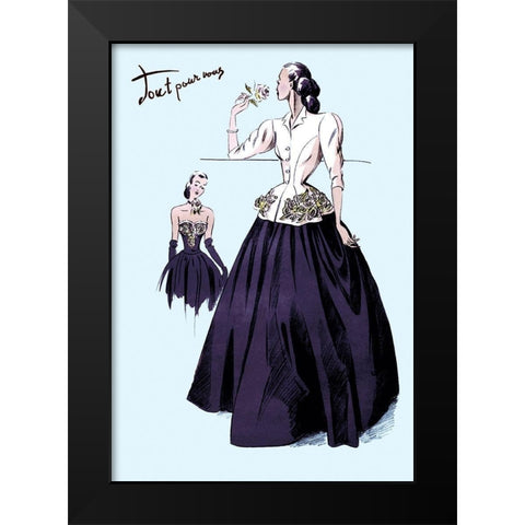 Ball Gown with Embroidery and Jacket, 1947 Black Modern Wood Framed Art Print by Unknown