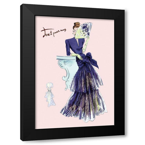 Royal Blue Evening Dress with Fan, 1947 Black Modern Wood Framed Art Print with Double Matting by Unknown
