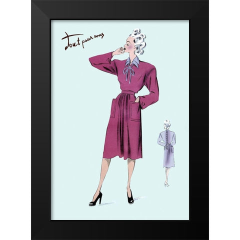 Magenta Dress, 1947 Black Modern Wood Framed Art Print by Unknown