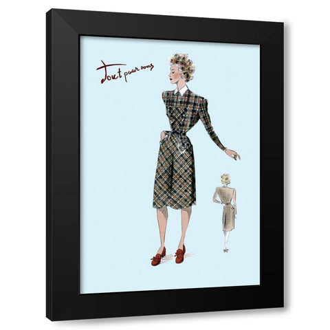 Casual Plaid Dress, 1947 Black Modern Wood Framed Art Print by Unknown