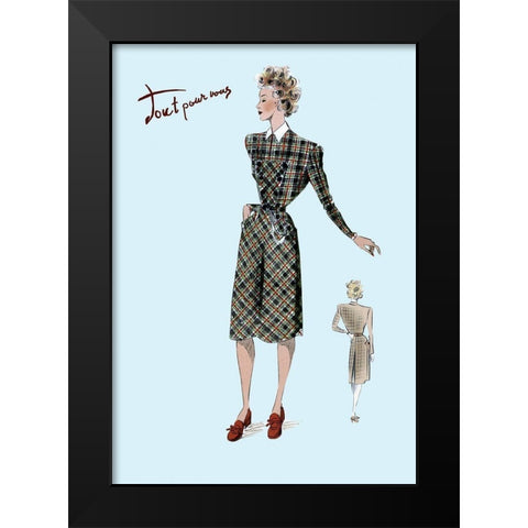 Casual Plaid Dress, 1947 Black Modern Wood Framed Art Print by Unknown