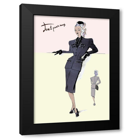 Evening Suit with Hat, 1947 Black Modern Wood Framed Art Print with Double Matting by Unknown