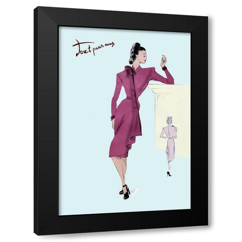 Flap Over Button Dress, 1947 Black Modern Wood Framed Art Print with Double Matting by Unknown