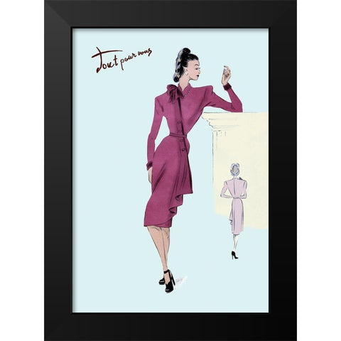 Flap Over Button Dress, 1947 Black Modern Wood Framed Art Print by Unknown