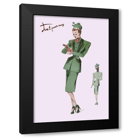 Suit with Hats and Gloves, 1947 Black Modern Wood Framed Art Print by Unknown