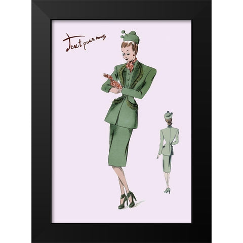 Suit with Hats and Gloves, 1947 Black Modern Wood Framed Art Print by Unknown