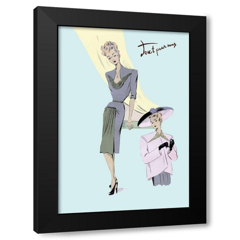 Sophisticated Dress, Hat, and Jacket, 1947 Black Modern Wood Framed Art Print by Unknown